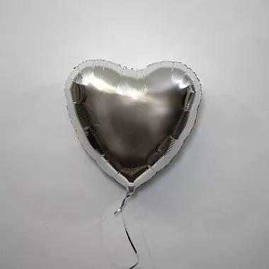 Шар сердце 18 металлик Серебро